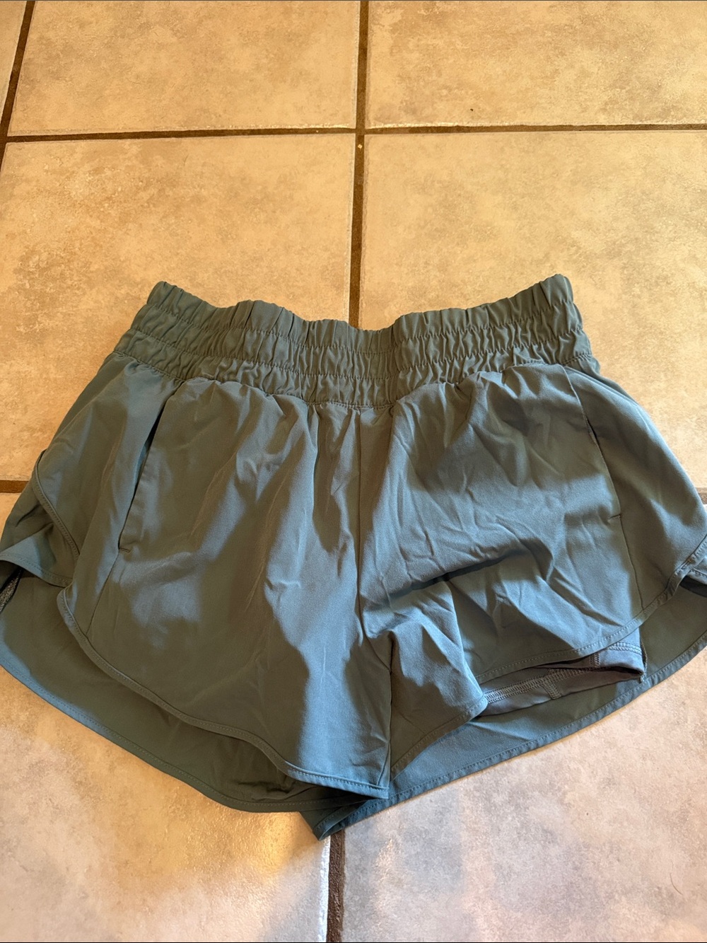 Avia Olive Green Athletic Shorts with Smocked Waist